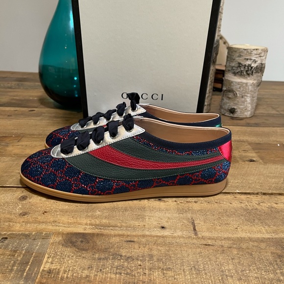 Gucci Falacer Lurex GG Sneakers w/Web - Picture 8 of 14